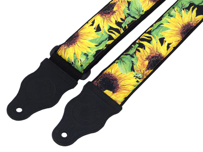 Guitar strap with sunflowers design for electric, acoustic, bass and other guitars by InTePro.