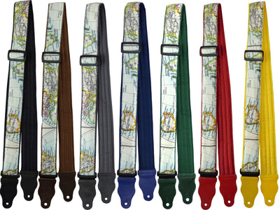 Guitar strap with world map design for electric, acoustic, bass and other guitars by InTePro