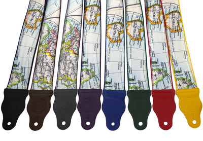 Guitar strap with world map design for electric, acoustic, bass and other guitars by InTePro